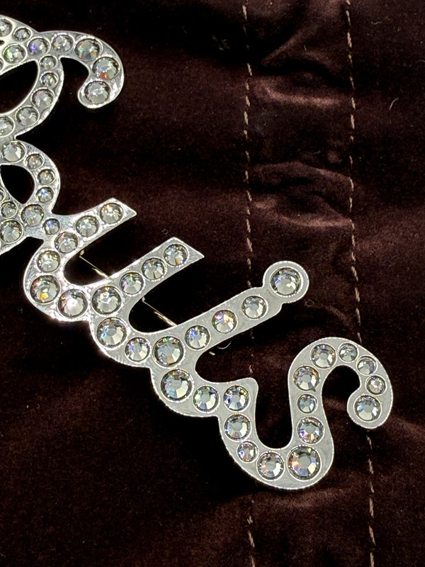 Louis Vuitton Oversized "Louis" Crystal Brooch w/box