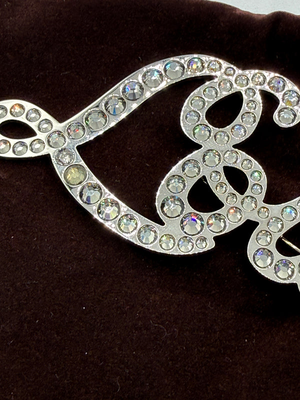 Louis Vuitton Oversized "Louis" Crystal Brooch w/box