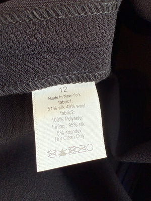 Atelier Caito for Herve Pierre Black Beaded Yoke Draped Dress – Size 12