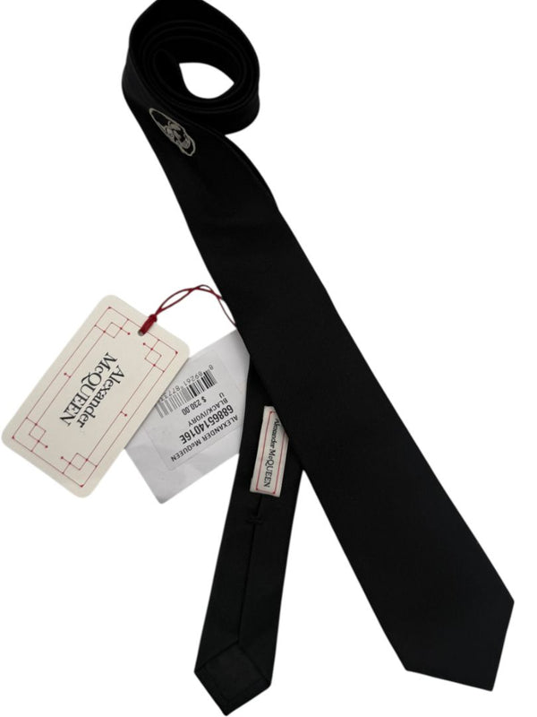 Alexander McQueen Black Silk Skull Necktie - New with Tags