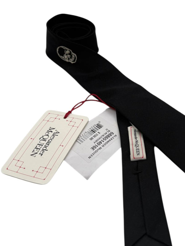 Alexander McQueen Black Silk Skull Necktie - New with Tags