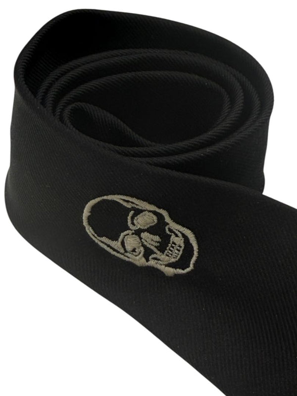 Alexander McQueen Black Silk Skull Necktie - New with Tags