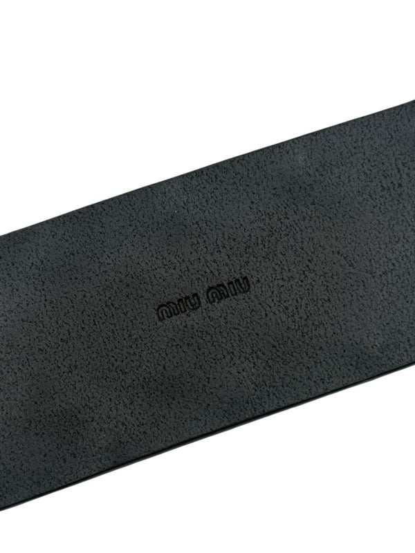 Miu Miu Black Leather Crystal & Stud Cuff Bracelet w/box