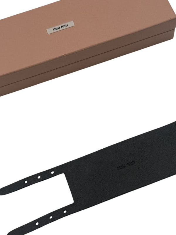 Miu Miu Black Leather Crystal & Stud Cuff Bracelet w/box