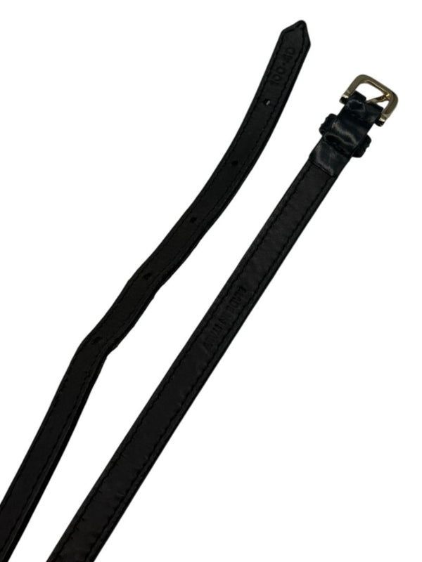 Black Leather Studded Skinny Belt – Waist 37–40”
