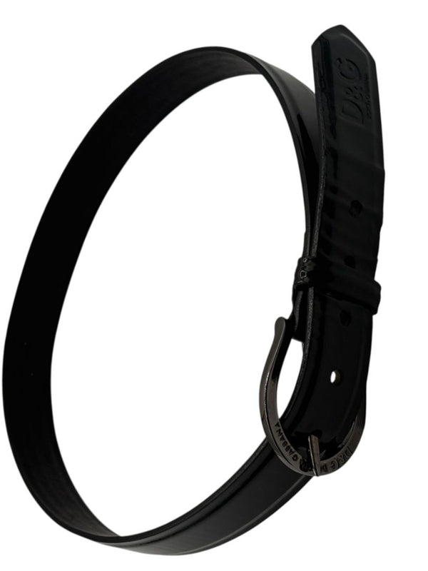 Dolce & Gabbana Black Patent Leather Logo Belt – Size 105/90