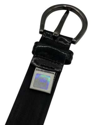 Dolce & Gabbana Black Patent Leather Logo Belt – Size 105/90
