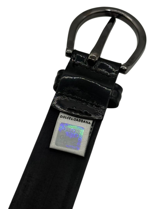 Dolce & Gabbana Black Patent Leather Logo Belt – Size 105/90
