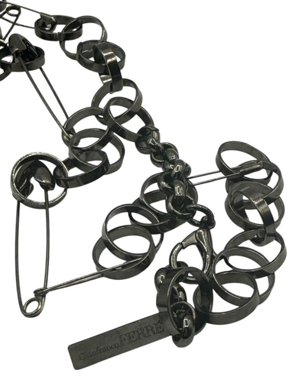 Gianfranco Ferré Gunmetal Chain Link Necklace – NWT