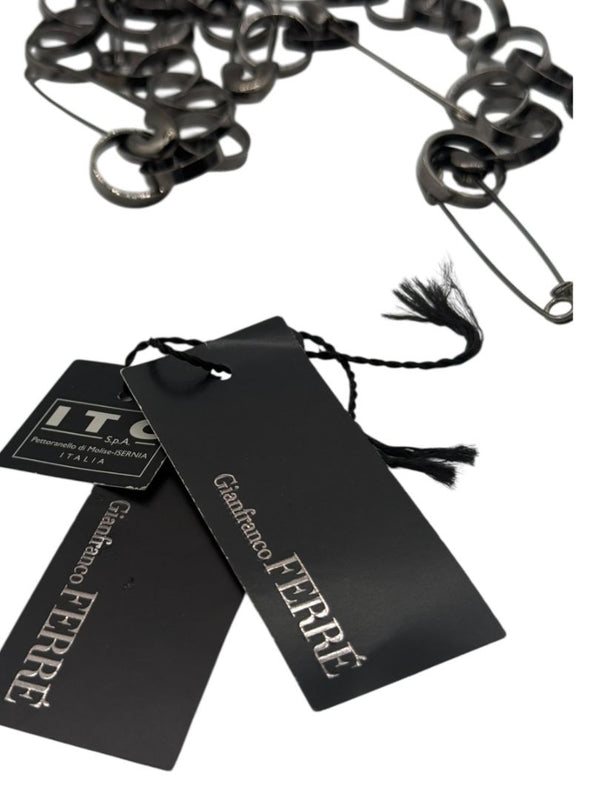 Gianfranco Ferré Gunmetal Chain Link Necklace – NWT