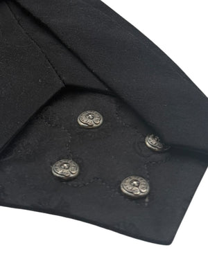 Chrome Hearts Black Silk Fleur-de-Lis Sterling Silver Neck Tie – 4" x 59"