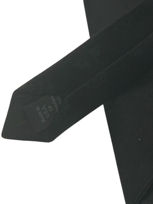 Chrome Hearts Black Silk Fleur-de-Lis Sterling Silver Neck Tie – 4" x 59"