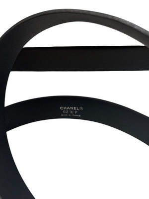 Chanel Black Leather CC Logo Suspenders – Adjustable – Made in France