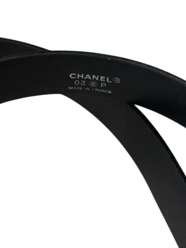 Chanel Black Leather CC Logo Suspenders – Adjustable – Made in France
