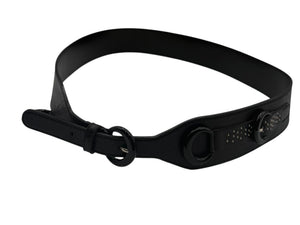 Escada Black Leather Studded Ring Belt – 2" Wide