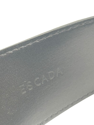 Escada Black Leather Studded Ring Belt – 2" Wide