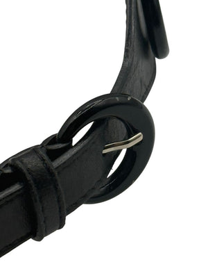 Escada Black Leather Studded Ring Belt – 2" Wide