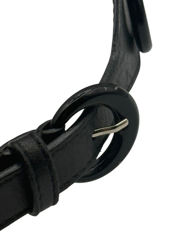 Escada Black Leather Studded Ring Belt – 2" Wide