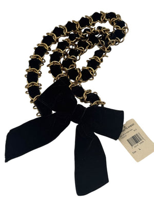 Black Velvet & Gold Chain Bow Belt – New With Tags 40"
