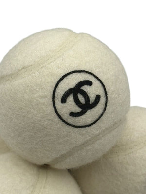 Chanel CC Logo Tennis Balls Set of 4 with Quilted Leather Case