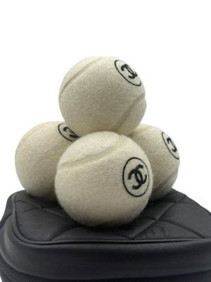 Chanel CC Logo Tennis Balls Set of 4 with Quilted Leather Case