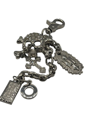 Gunmetal Crystal Skull Charm Chain Keychain