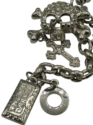 Gunmetal Crystal Skull Charm Chain Keychain