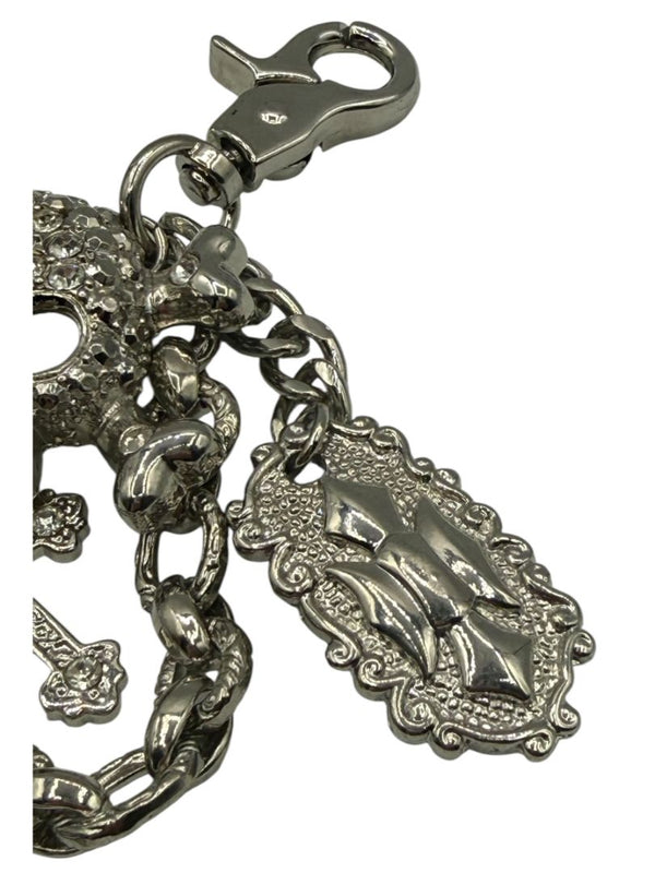 Gunmetal Crystal Skull Charm Chain Keychain