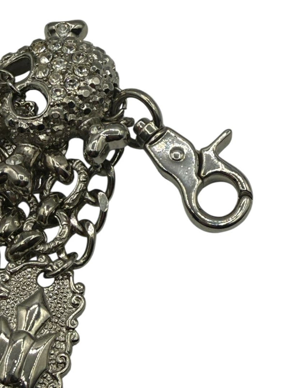 Gunmetal Crystal Skull Charm Chain Keychain