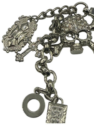 Gunmetal Crystal Skull Charm Chain Keychain