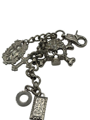 Gunmetal Crystal Skull Charm Chain Keychain