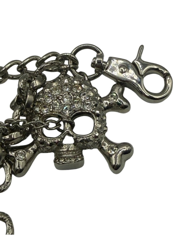Gunmetal Crystal Skull Charm Chain Keychain