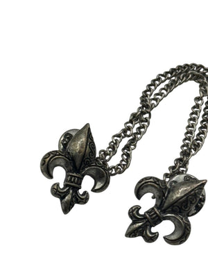 Antiqued Silver Fleur de Lis Double Pin Sweater Guard – 5"