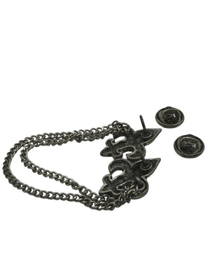 Antiqued Silver Fleur de Lis Double Pin Sweater Guard – 5"