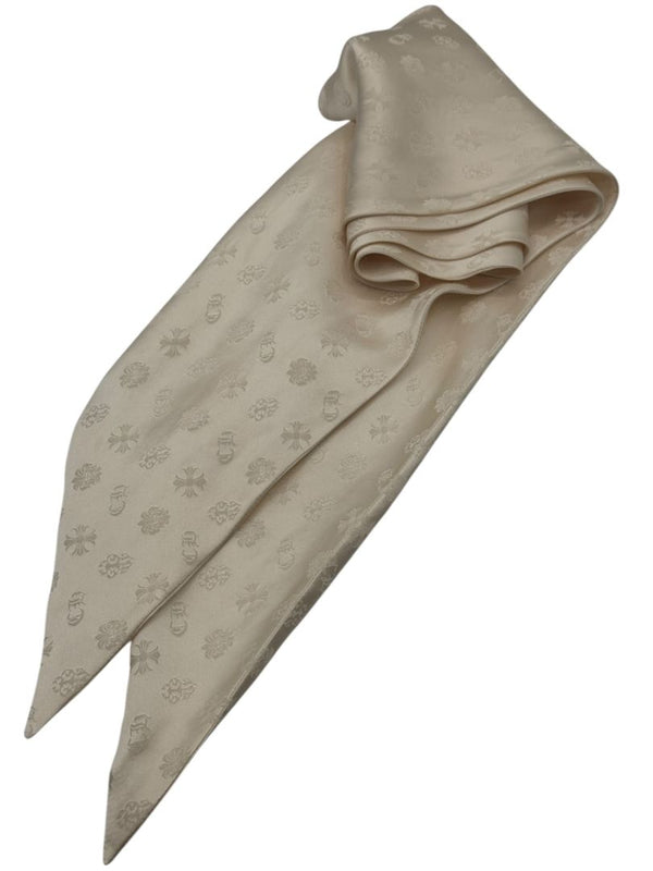 Chrome Hearts Cream Silk Monogram Scarf – 5.5" x 64"