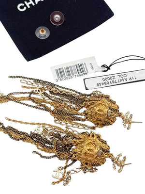Chanel Lion Head Tassel Drop Earrings with Faux Pearl – Fall 2011 – 6.25"