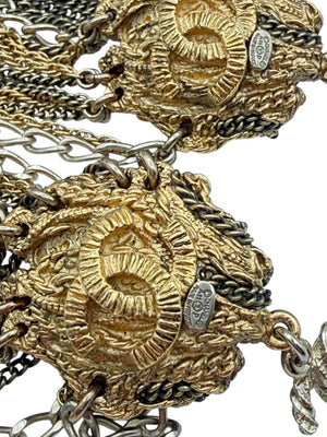 Chanel Lion Head Tassel Drop Earrings with Faux Pearl – Fall 2011 – 6.25"