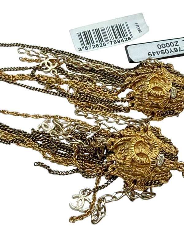 Chanel Lion Head Tassel Drop Earrings with Faux Pearl – Fall 2011 – 6.25"