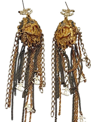 Chanel Lion Head Tassel Drop Earrings with Faux Pearl – Fall 2011 – 6.25"