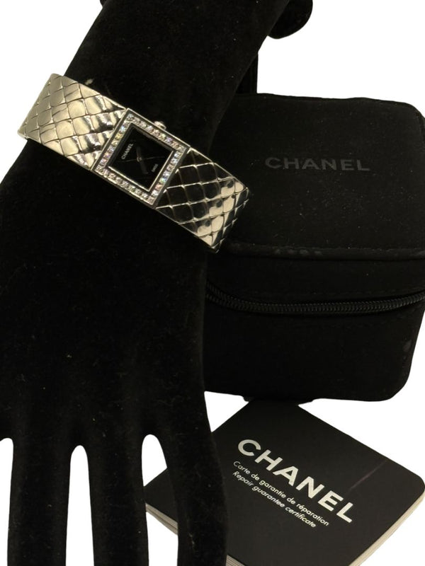 Chanel Matelassé Diamond Bezel Wristwatch