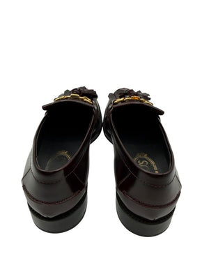 Tod’s Deep Burgundy Leather Tassel Loafers with Chain Detail – Size 39.5