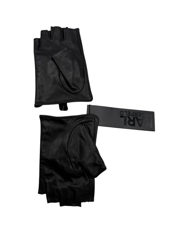 Karl Lagerfeld Embellished Fingerless Leather Gloves – Size S/M