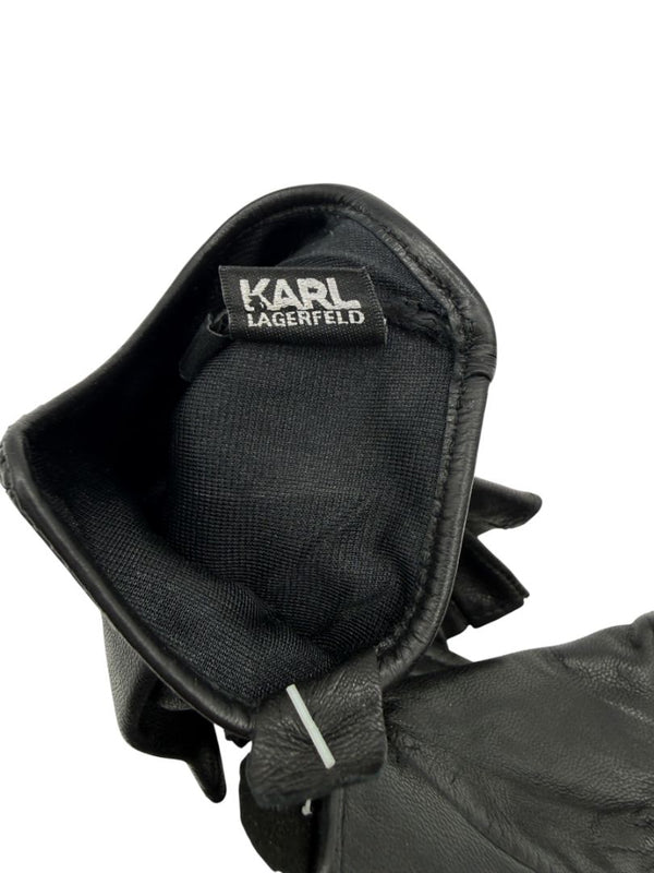 Karl Lagerfeld Embellished Fingerless Leather Gloves – Size S/M