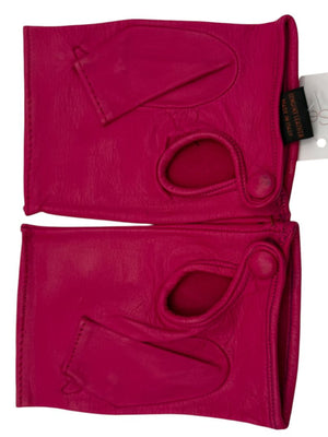 Sermoneta Fuchsia Pink Leather Fingerless Driving Gloves – Size 7½