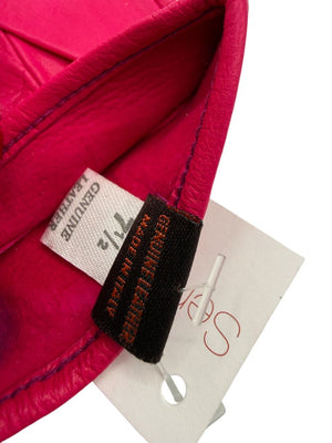 Sermoneta Fuchsia Pink Leather Fingerless Driving Gloves – Size 7½