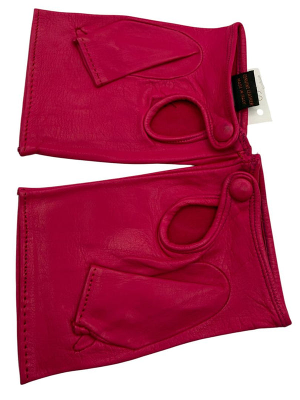 Sermoneta Fuchsia Pink Leather Fingerless Driving Gloves – Size 7½