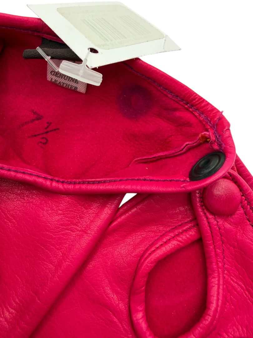 Sermoneta Fuchsia Pink Leather Fingerless Driving Gloves – Size 7½