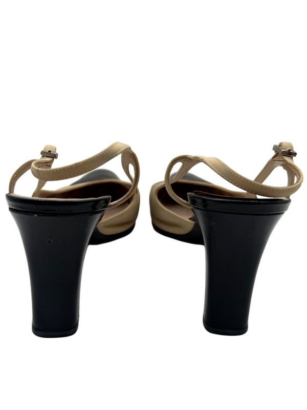 Chanel Classic Beige & Black Two-Tone Slingback Pumps – Size 40
