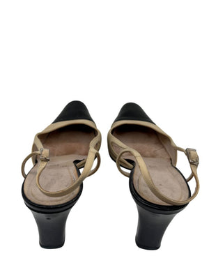 Chanel Classic Beige & Black Two-Tone Slingback Pumps – Size 40