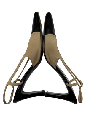 Chanel Classic Beige & Black Two-Tone Slingback Pumps – Size 40